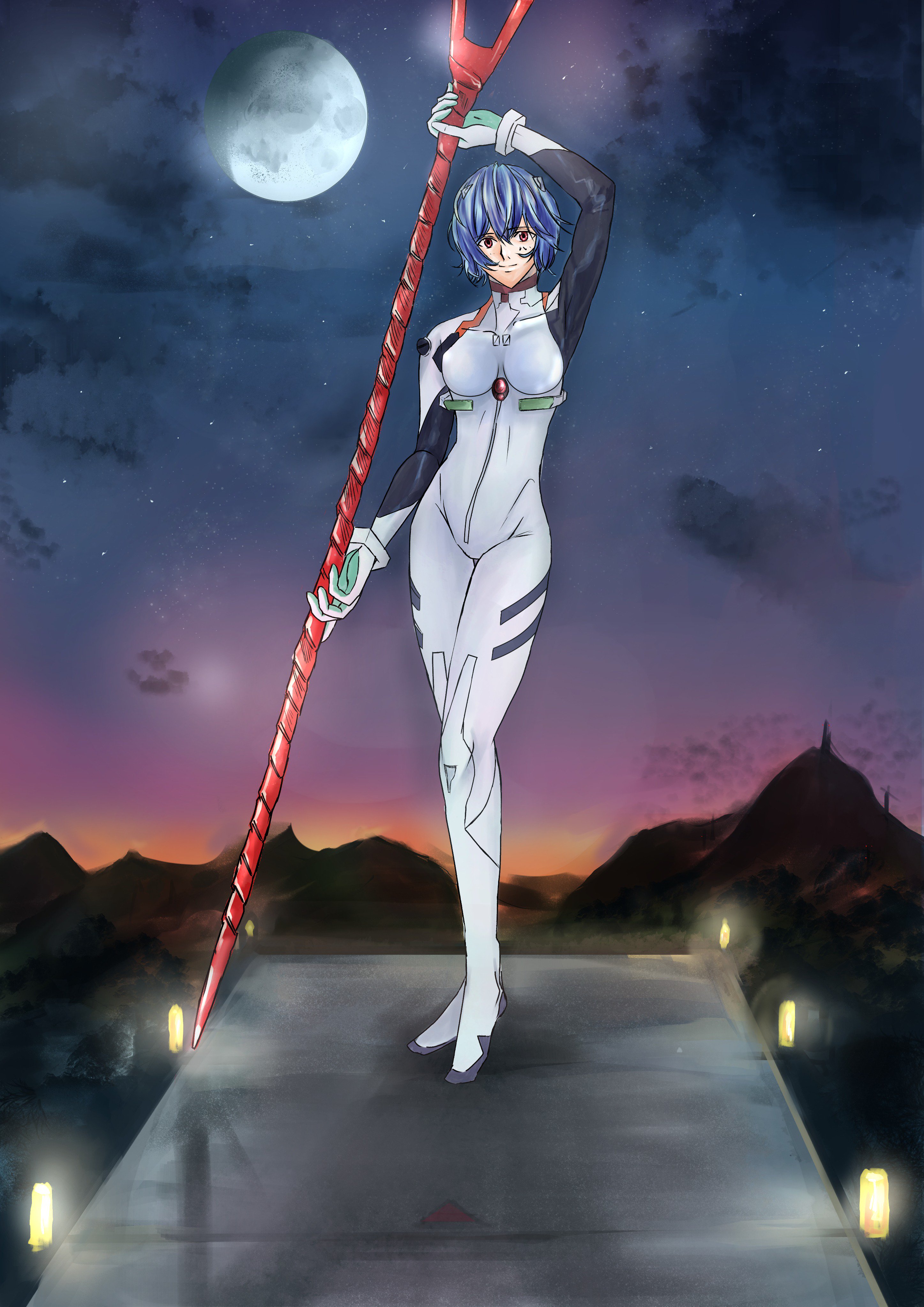 Tubo Booth通販中 綾波さん背景も描いてみました 月を背景に立ってるイメージが強いんですよね 綾波レイ T Co 9kk2fft2rf Twitter