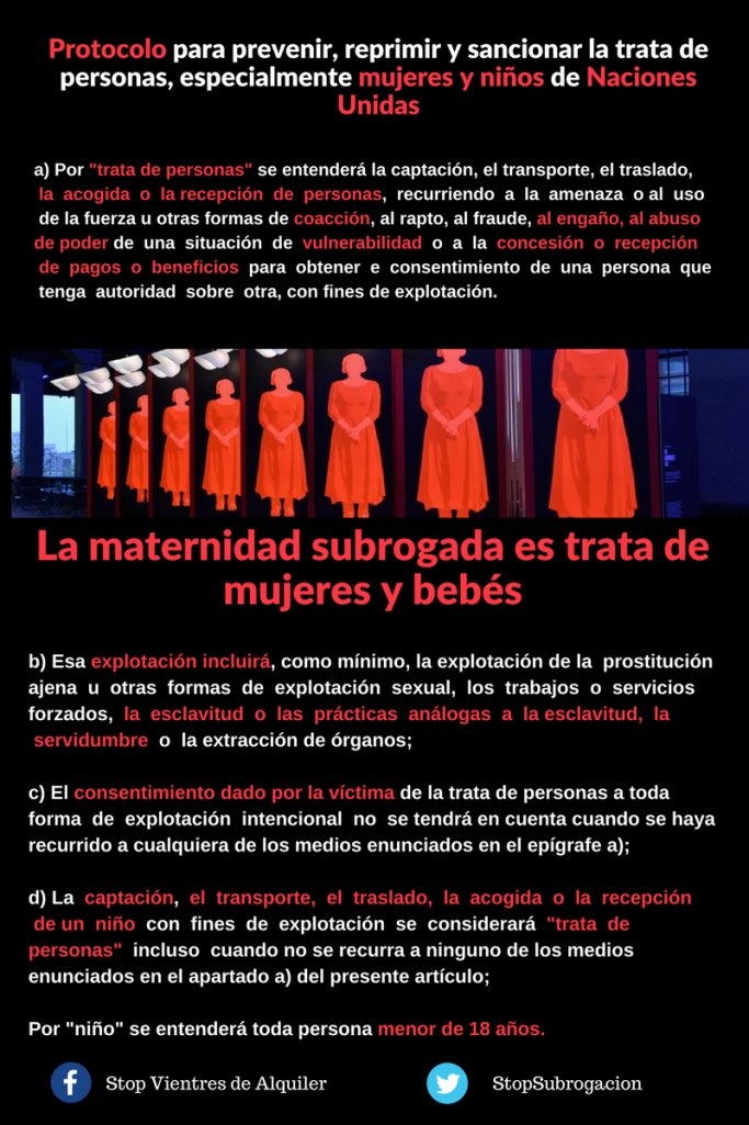 StopSubrogacion's tweet photo. La maternidad subrogada es trata de mujeres con fines de explotación reproductiva y por supuesto es trata de bebés. https://t.co/uzCcPAWdnX