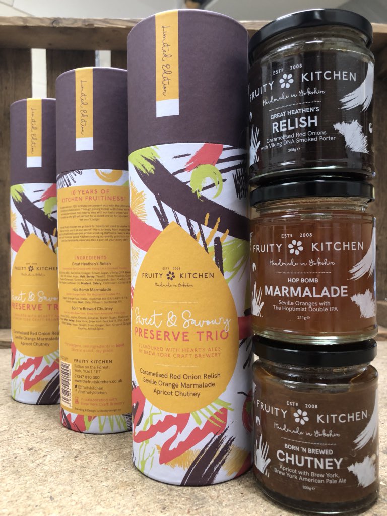 fruitykitchen's tweet image. Our 10th birthday celebration piece! Excited about our very first gift set and collaboration. Launching on International Beer Day this Friday @brewyorkbeer and @BlackerHallFarm Get in touch for details on wholesale #iamfruitykitchen #10years #smallbiz #york