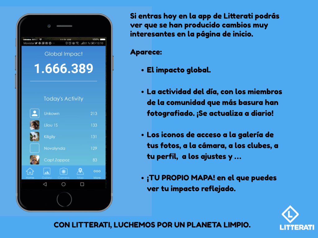 Hoy estrenamos nueva versión de la aplicación de Litterati, con algunas novedades. 
Anímate a echarle un vistazo si aún no lo has hecho.