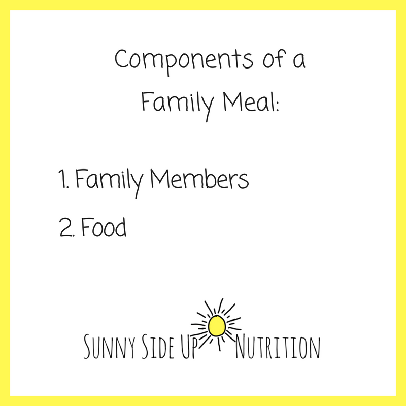 Research tells us that family meals are beneficial in many ways. But family meals don't need to be complicated. #familymeals #rdchat #rd2be #kids #familyfeeding #parents #mealplanning #toddler #pickyeater #feedingkids #familynutrition #parenting #foodfreeddom #nondiet #edwarrior