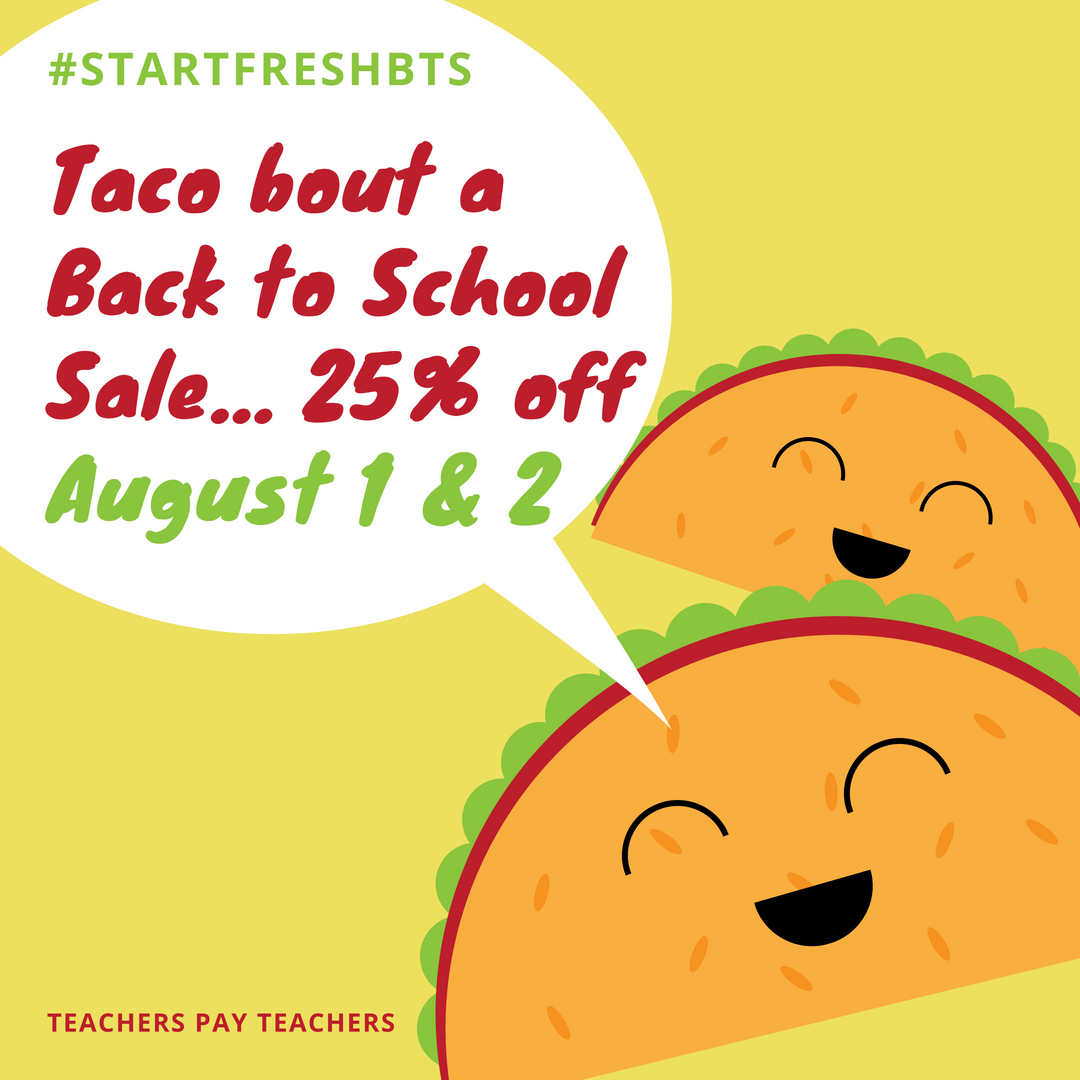 nocryingteacher's tweet photo. August 1st and 2nd, Teachers Pay Teachers is having a BTS sale. My store is 20% on those days and use the code #StartFreshBTS for an additional 5% off! https://t.co/stxmjMGOoI