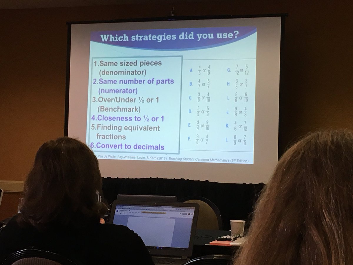 Ms_MathQueen's tweet image. Learning a lot about procedural fluency when it comes to fractions with @JBayWilliams “You don’t have to be fast, you have to make good choices.” #sotrue 😍#MathPlusNewEngland