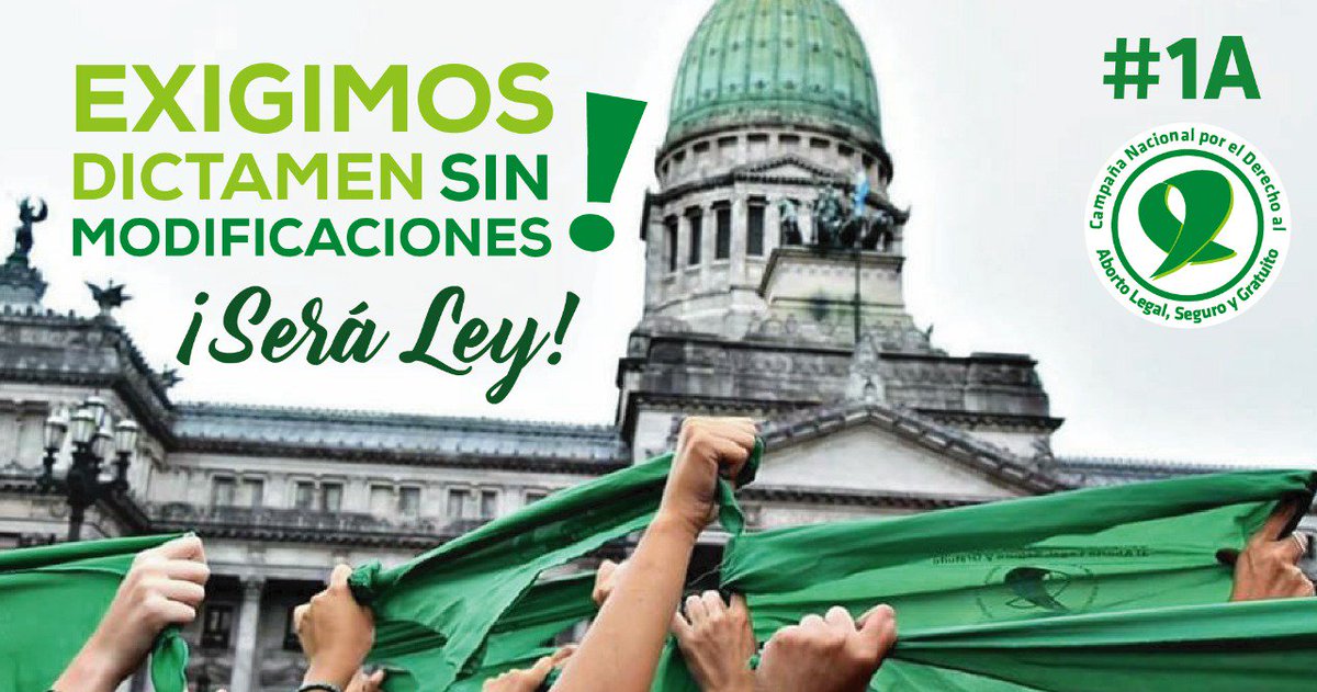 CampAbortoLegal's tweet photo. 📌El 1A en el senado se dictaminará si el #8A se votará el articulado de la media sanción de Diputados o si se impulsarán modificaciones. Desde las 10am estaremos en el congreso exigiendo dictamen sin modificaciones.✊ #AbortoLegalYa 💚 #SenadoresQueSeaLey
https://t.co/aQ4NPkVfLv https://t.co/TBtQQdxuIs