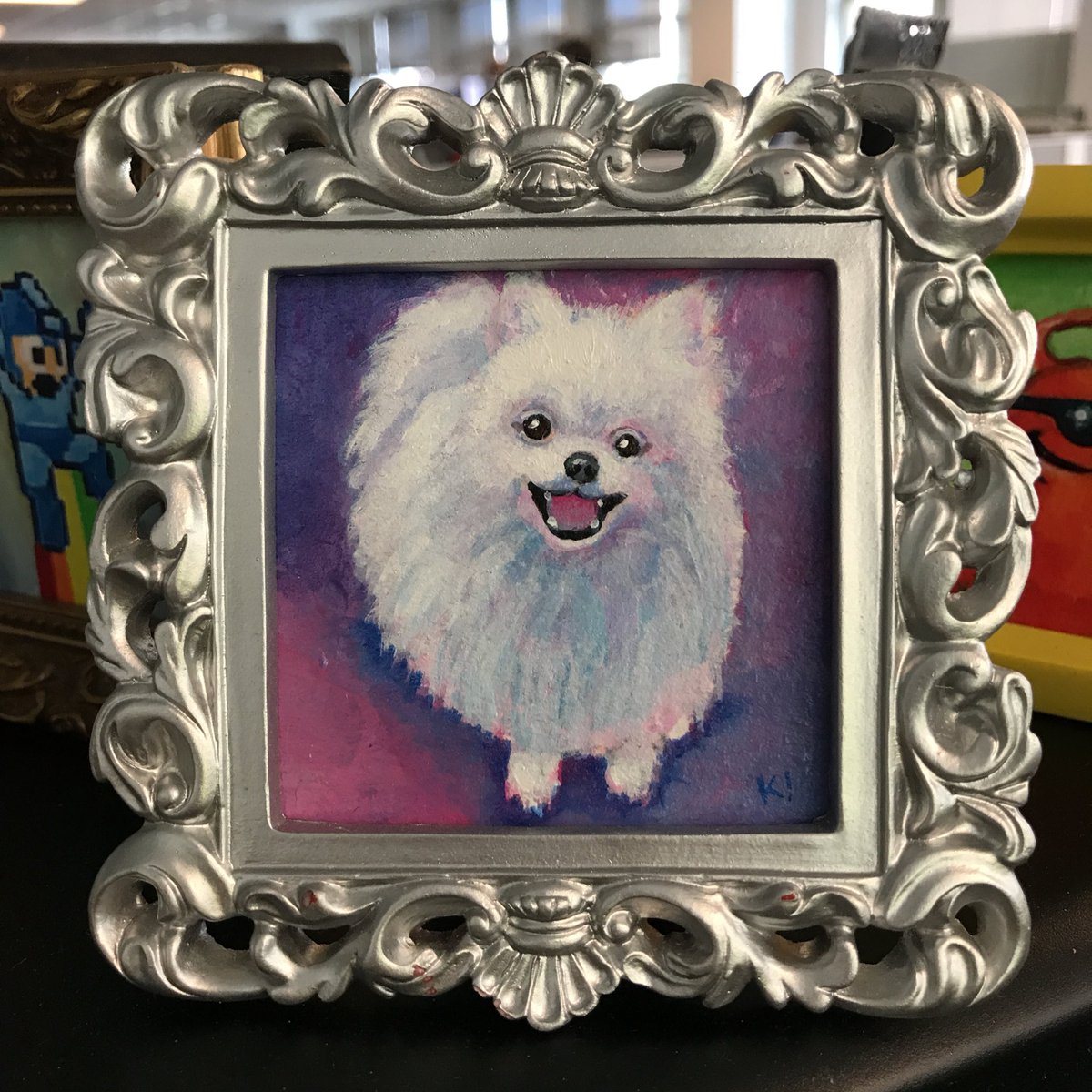 CherryFluffbutt's tweet photo. A #painted #floof courtesy of @KatieClarkArts and her fantastic #tinypaintingofthemonth club! https://t.co/QIWpERo46f