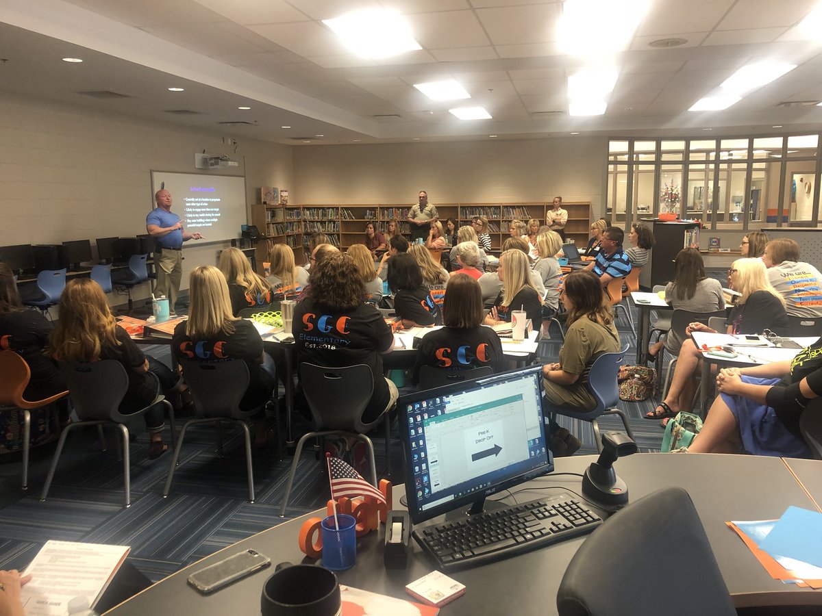 MedinaElem's tweet photo. South Gibson County Elementary teachers being retrained on ALICE procedure. Thanks Investigator Brad Oliver with the Gibson County Sheriff’s office!! Working hard to keep our students safe! https://t.co/700gVefiCz