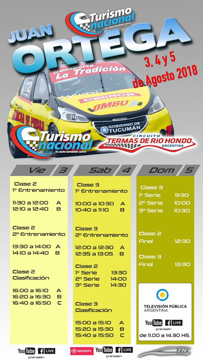 Se viene el <a href="/prensatn/">TN</a> en <a href="/autodromotermas/">Termas de Río Hondo Circuit World</a> 📋🖊 Los horarios del finde <a href="/LaGacetaTucuman/">La Gaceta de Tucumán</a> <a href="/LannesDani/">TN MAGAZINE</a>