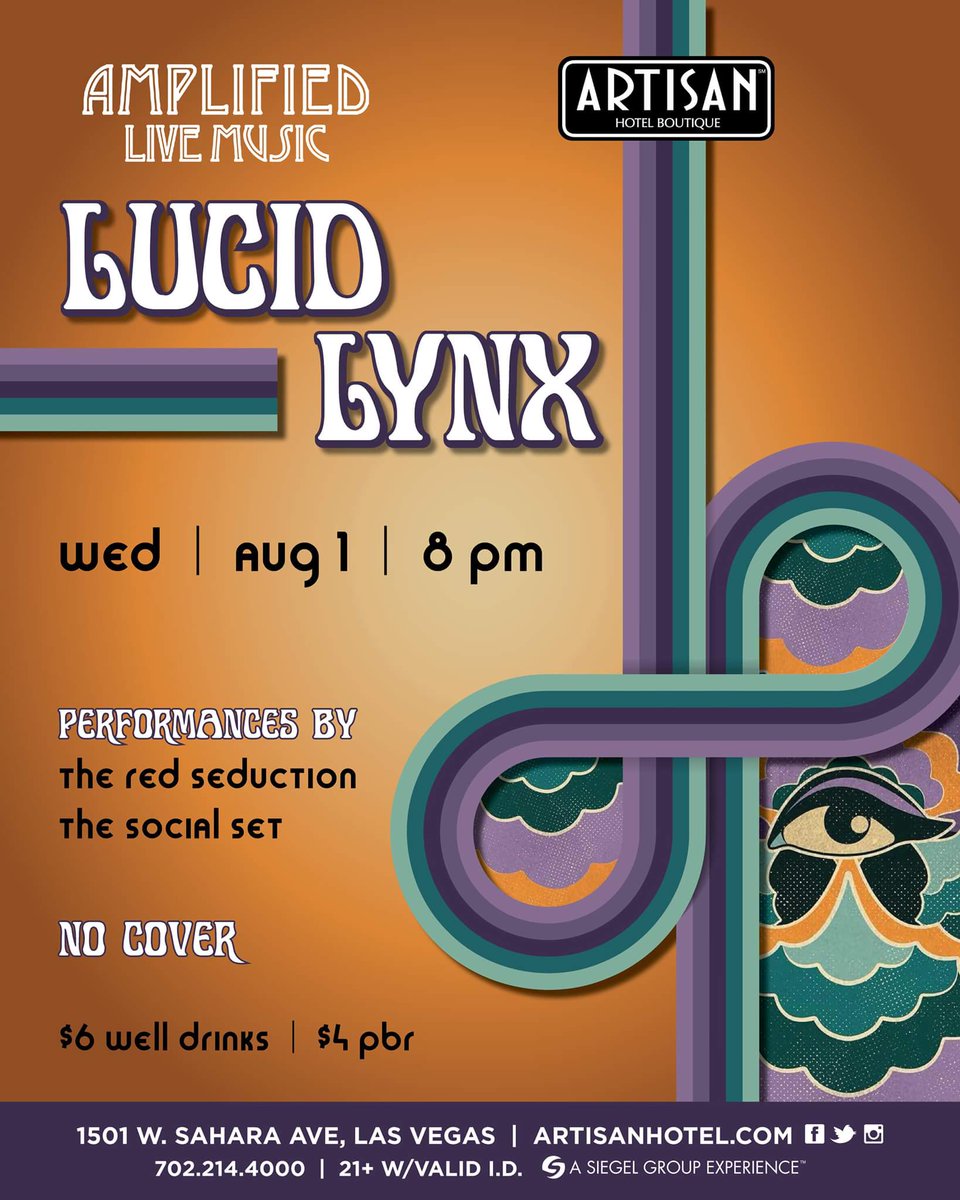 TheRedSeduction's tweet photo. ⚡THIS WEDNESDAY⚡
Come out to @ArtisanVegas and jam out with @LucidLynxmusic alongside @TheSocialSetLV and The Reds!!! ⚡🚀⚡
#theredseduction #lasvegaslocalbands #lasvegasmusicscene #livemusic #litty https://t.co/r40i67S2CP