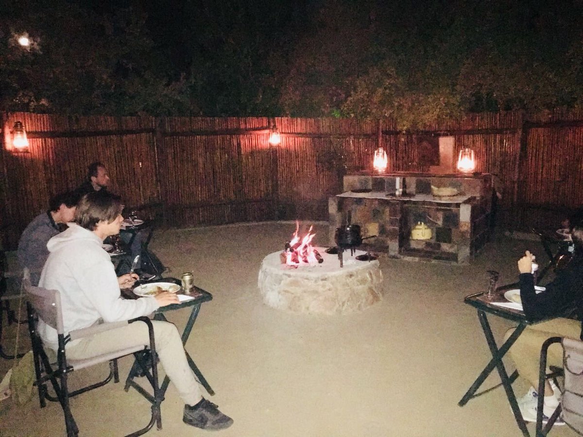 Transfrontiers's tweet photo. Another beautiful day in the bush comes to an end with our guests sitting around the camp fire in our traditional ‘boma’ whilst enjoying a delicious meal &amp; listening to the night life!
•
•
#transfrontiers #tsakane #safari #hoedspruit #big5territory #boma #dinnertime #africa https://t.co/phUlnZJymU