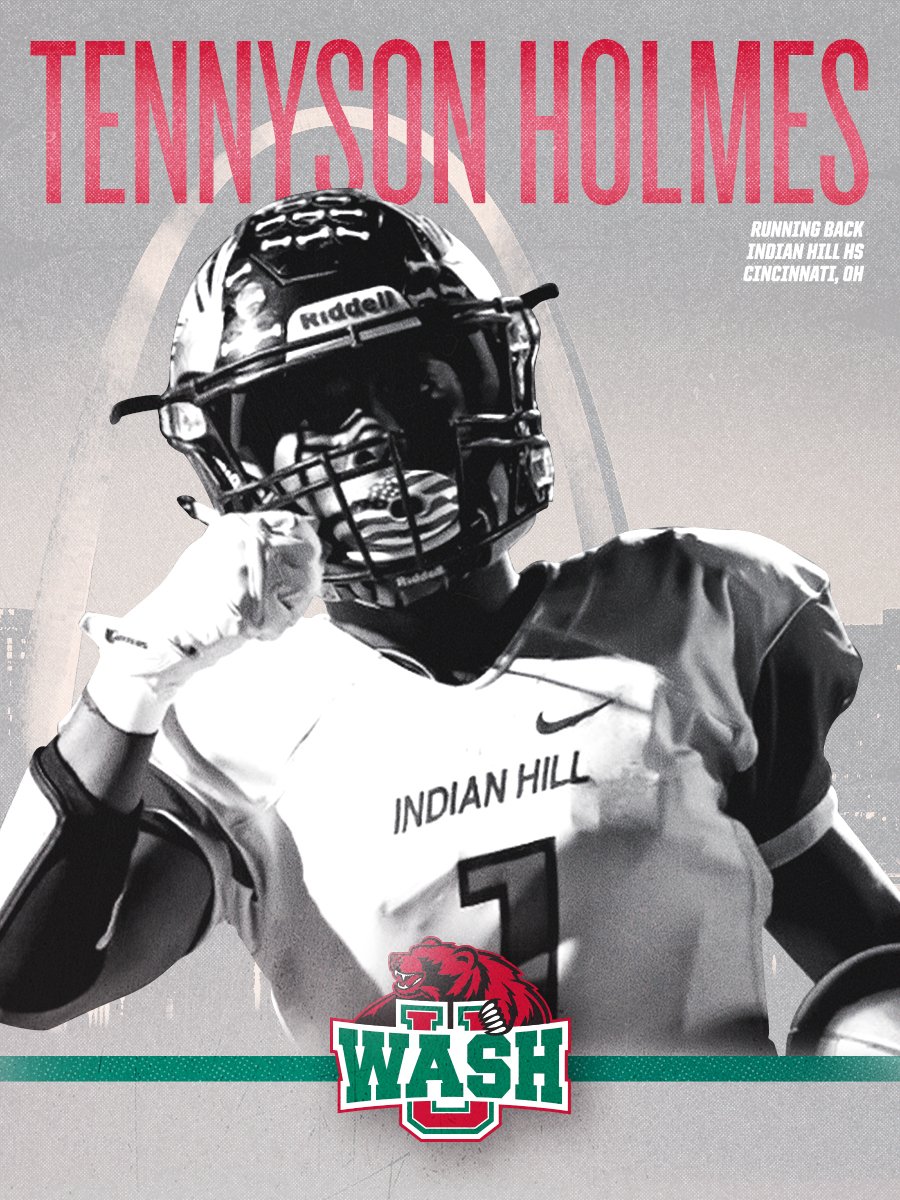 washufootball's tweet photo. Delighted to announce Tennyson Holmes as part of @washufootball #Classof2022 Talented running back that can take it to the house on any snap. 🏈🏡 Joins the Bear family from Cincinnati, Ohio.  #LetsGoWashU #TogetherWeWill 🔥🔥🔥 https://t.co/WzwKT5DTFr