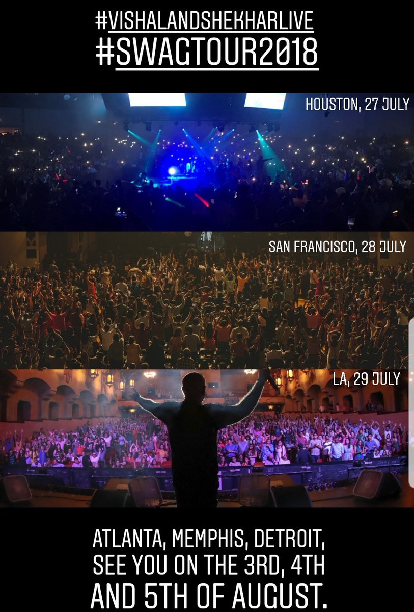 VishalDadlani's tweet photo. Hey, Atlanta, Memphis, Detroit! You guys ready for the #SwagTour2018 with #VishalAndShekharLive? https://t.co/jqntnI0Pvn