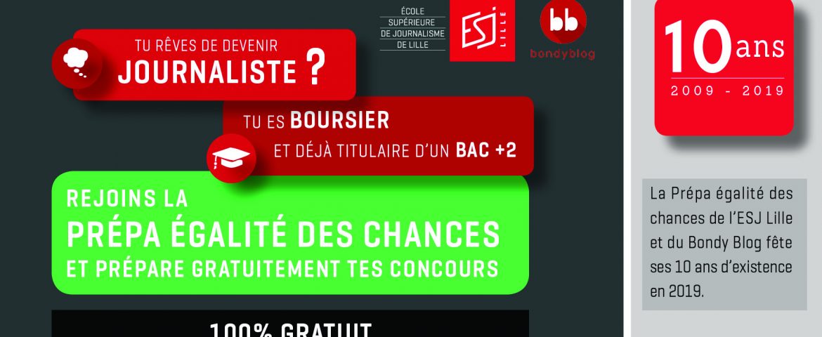 📣 Tu rêves de devenir journaliste ?
Tu n'as pas les moyens de te payer une prépa privée ?

À la rentrée, tu seras boursier et en licence 3 minimum ?

La Prépa Bondy Blog/ESJ Lille est faite pour toi ! 🔥

Infos ⤵

➡ bondyblog.fr/agenda/tu-reve…
