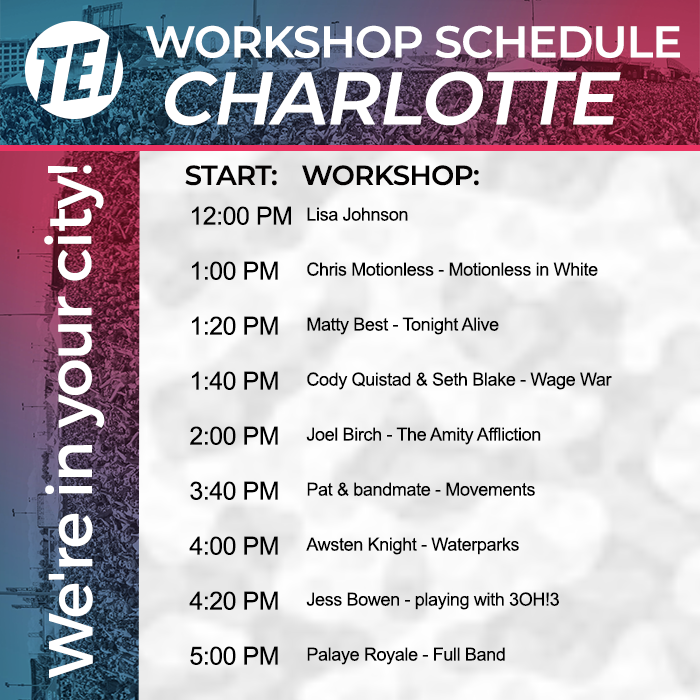 thinktei's tweet photo. Excited to be here Charlotte! See u at a workshop soon.
Today our TEI tent is by the Official Merch tent and Movements tent. Check in for your workshop 10 minutes before the start time by the blue TEI flags by Cool Gear and the restrooms. https://t.co/VZ1ldKznqF