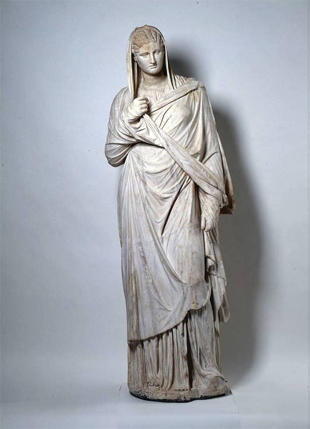 The first statuary to be found were ‘The Herculaneum Women’ dating to mid 1st century AD. They were gifted to Prince Eugene of Savoy in Vienna by D’Elbeuf.Images  @GettyMuseum:1&2:  http://www.getty.edu/art/installation_highlights/herculaneum_women.html;3&4: 1734 drawings featuring the statues  http://www.getty.edu/art/exhibitions/herculaneum_women/menagerie.html