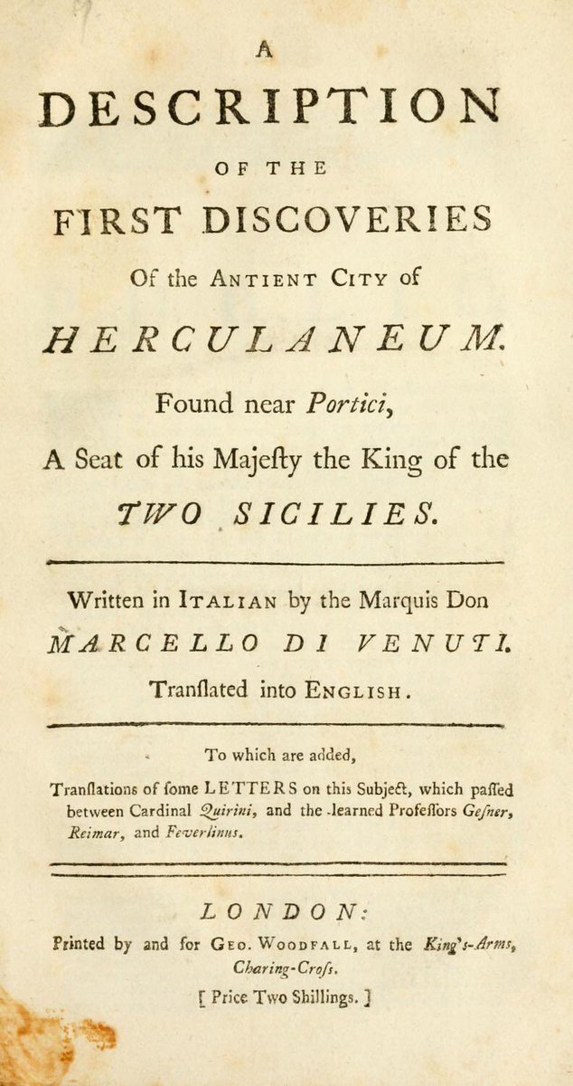 By 1734 the Bourbon, Charles VII, ruled in Naples & new excavations were begun. The building was finally identified as a theatre by Marcello Venuti who published the discoveries in 1749.Images: inscriptions found at this time made reference to a theatre  http://digi.ub.uni-heidelberg.de/diglit/venuti1749/0001/thumbs