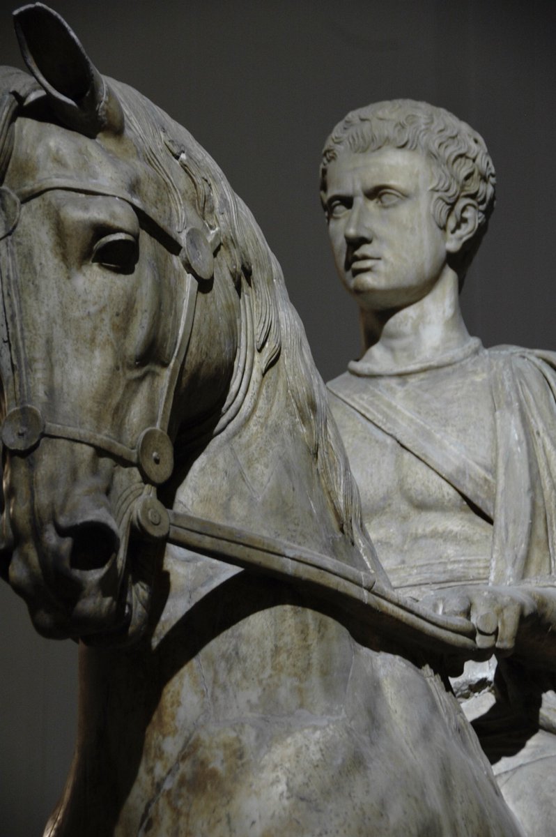 During the Bourbon excavations in 1746, Alcubierre reported finding two large equestrian statues of the family Nonii Balbi: father and son. The actual find spot is unknown though they might have come from a portico outside the theatre.