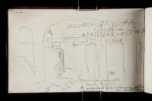 The theatre also attracted William Turner, the British artist, who visited in 1819 and two of his sketches record the inscriptions of Nonius Balbus and Claudius Pulcher.Images:  @Tate  https://www.tate.org.uk/art/artworks/turner-inside-the-theatre-herculaneum-with-the-pedestal-of-appius-claudius-pulcher-d15896 and  https://www.tate.org.uk/art/artworks/turner-inside-the-theatre-herculaneum-with-the-inscription-to-marcus-nonius-balbus-d15895