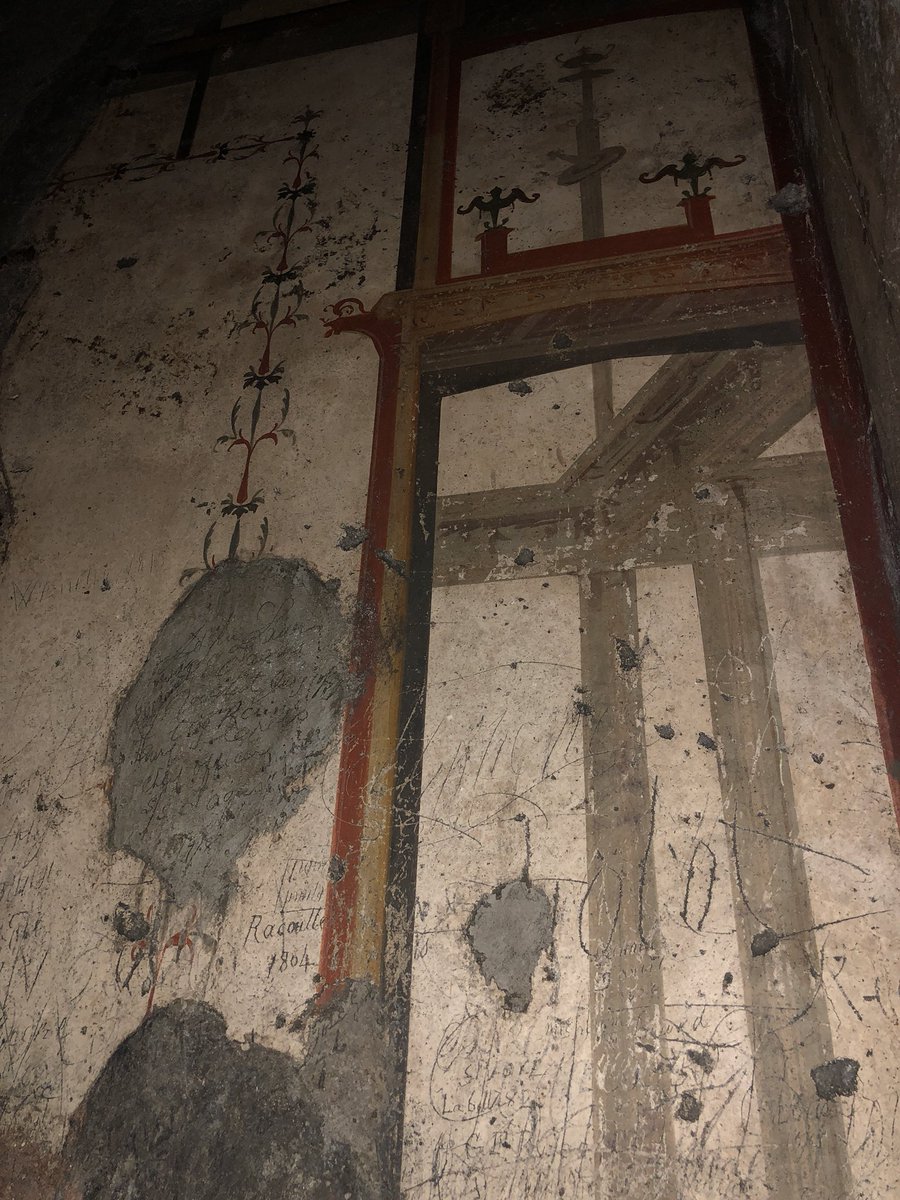 Little is left of the wonderful wall paintings and many of the Grand Tourists (and more recent visitors) have left their mark by way of graffiti and scribblings on the surface of the plaster. However, those daubed in red paint appear to be original Roman.