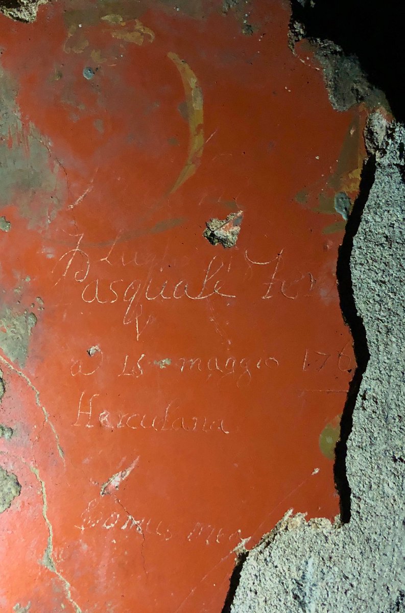 Little is left of the wonderful wall paintings and many of the Grand Tourists (and more recent visitors) have left their mark by way of graffiti and scribblings on the surface of the plaster. However, those daubed in red paint appear to be original Roman.