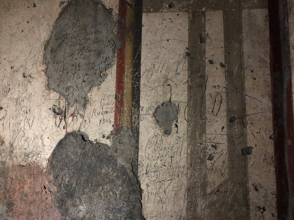 Little is left of the wonderful wall paintings and many of the Grand Tourists (and more recent visitors) have left their mark by way of graffiti and scribblings on the surface of the plaster. However, those daubed in red paint appear to be original Roman.