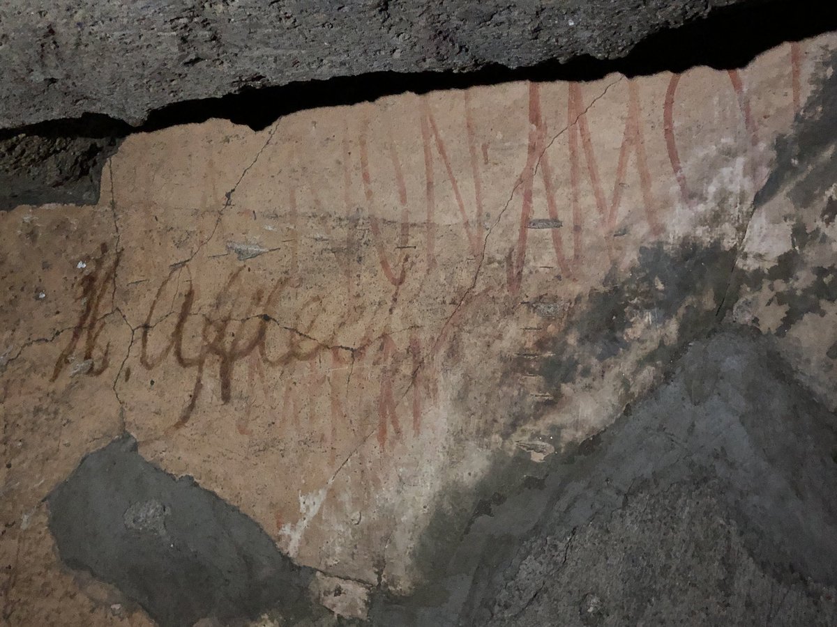 Little is left of the wonderful wall paintings and many of the Grand Tourists (and more recent visitors) have left their mark by way of graffiti and scribblings on the surface of the plaster. However, those daubed in red paint appear to be original Roman.