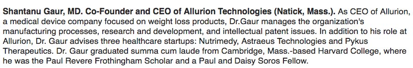 Congrats <a href="/shangaur/">Dr. Shantanu Gaur</a> <a href="/alluriontech/">Allurion Technologies</a> on being named to <a href="/BeckersHR/">Becker's Hospital Review</a>'s list of Rising Stars! beckershospitalreview.com/lists/rising-s…