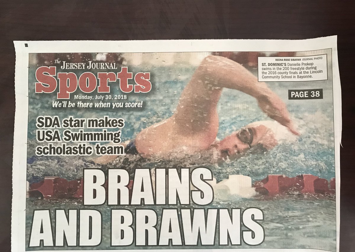 SaintDomAcademy's tweet image. Well deserved congratulations to our "cover girl" Danielle Prekop '19 on making the Scholastic All-American Swim Team.  See today's Jersey Journal for full details! #SDA #jerseycity #girlsschools #empowered #tradition #sisterhood #swimchamp #allamerican #soproud
