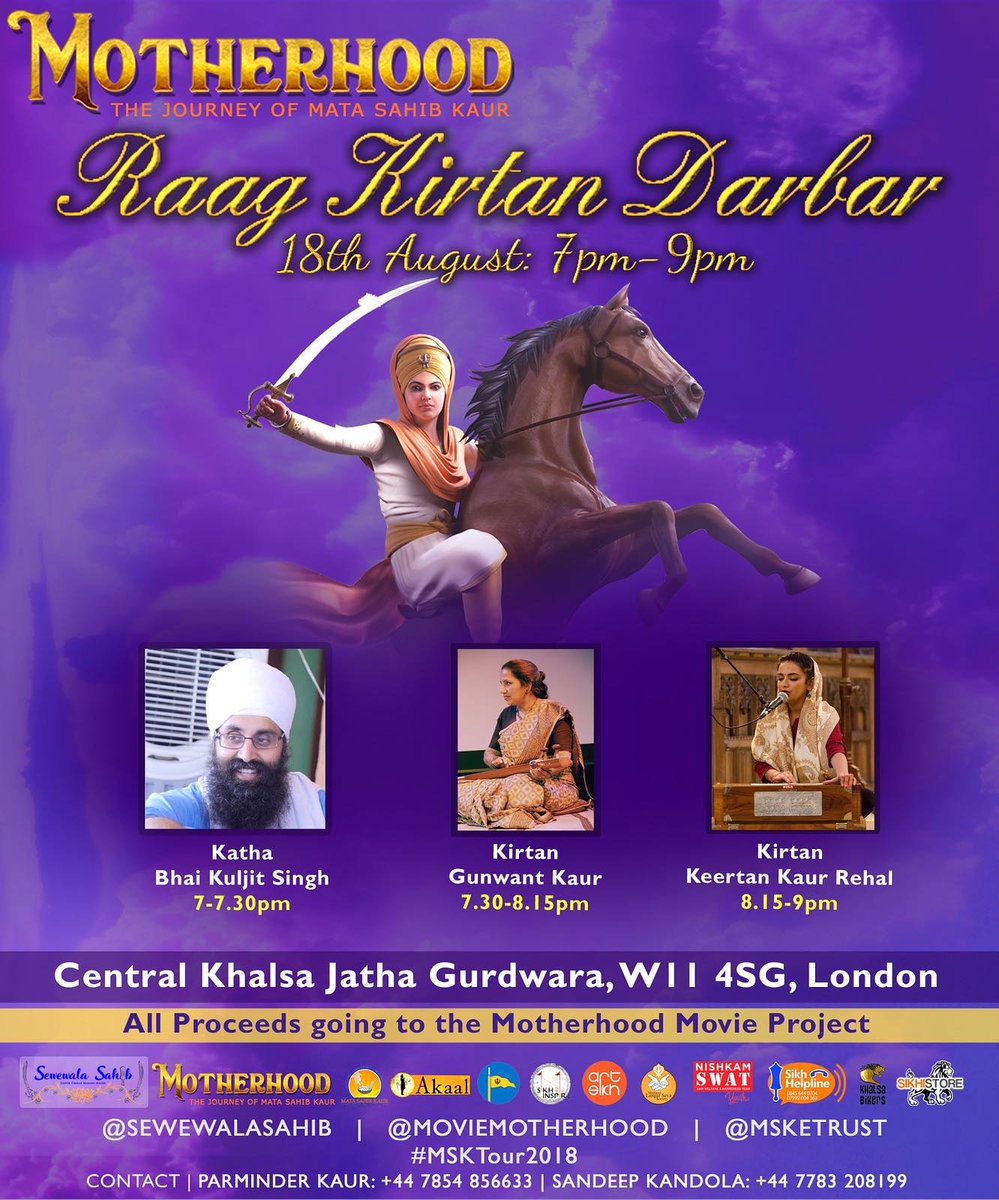 MovieMotherhood's tweet photo. Raag Kirtan Darbar...please see poster for more details #MSKTour2018 https://t.co/uPsYLEWfBO