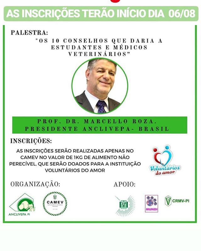 charlyscardio's tweet photo. Se liga Gente !! As inscrições para a palestra do super @marcello.roza já podem ser realizadas dia 06/08 , junto ao CAMEV e custa 1Kg de alimento não perecível, vem participar e ainda ajudar a montar cestas básicas para a @voluntariosdoamor ❤️❤️❤️ https://t.co/zZDEWggOFa