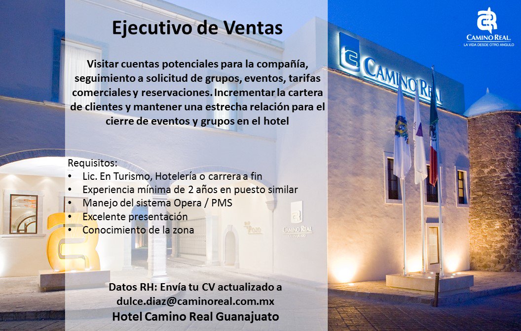 Talento_CRH's tweet photo. Envía tu CV actualizado a dulce.diaz@caminoreal.com.mx #empleo #HotelesCaminoReal #Guanajuato https://t.co/OMoyjB5OOO