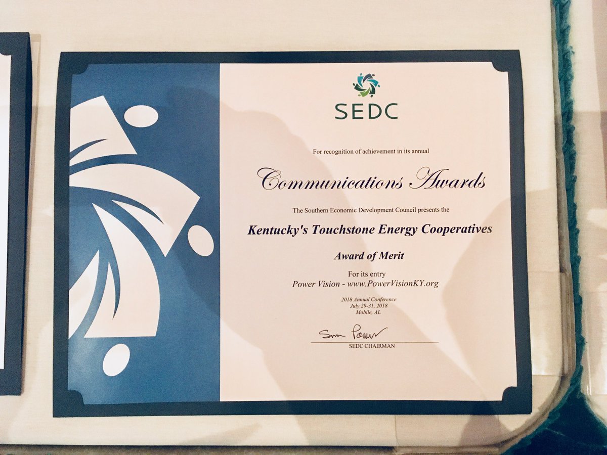 helton_bob's tweet photo. Congrats to KY Touchstone Energy’s SEDC Merit Award for the fantastic PowerVison videos showcasing their communities!!!!! https://t.co/YIYezYfDMC