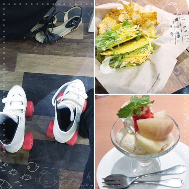 Ug_LONGRailroad's tweet photo. 久々でまた恐怖心が戻っちゃった気がする〜。がんばらねば。最後の桃パフェでカロリーはむしろプラスに😂✨
楽しいローラースケート♫#ローラースケート #rollerskat https://t.co/ZrmnTHWkuz
