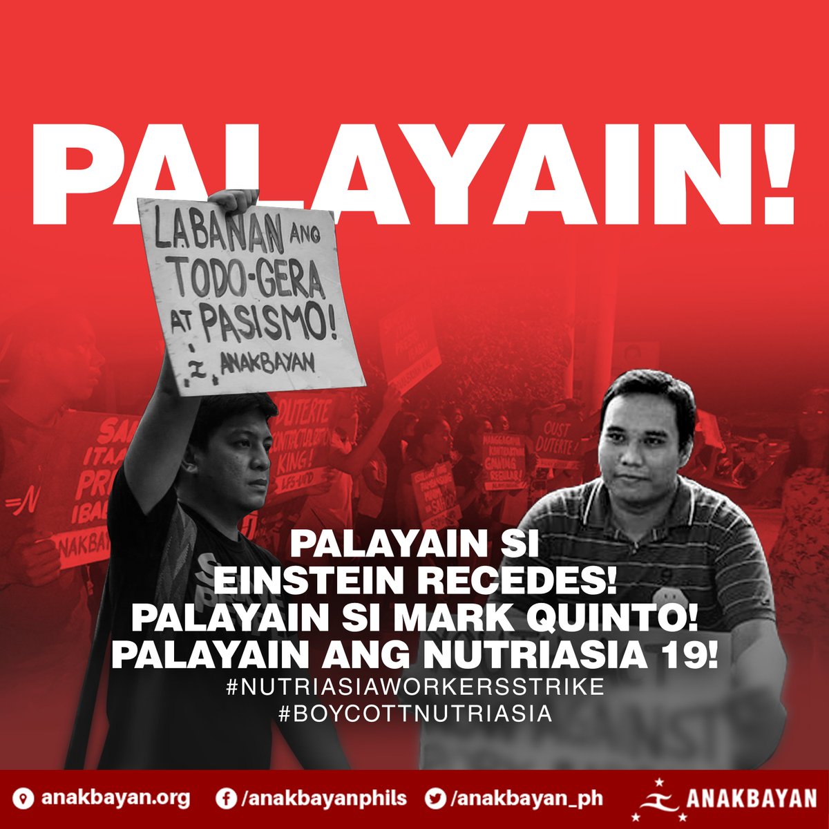 PALAYAIN SI EINSTEIN RECEDES, MARK QUINTO AT ANG NUTRIASIA 19!
#EndStateFascism
#NutriAsiaWorkersStrike
#BoycottNutriAsia