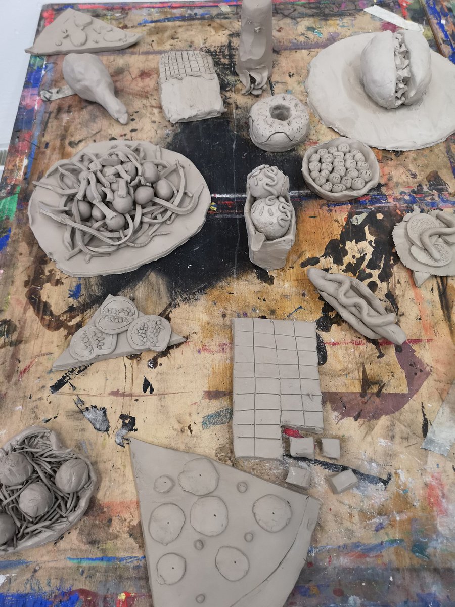 the_turnpike's tweet photo. The Turnpike has been a hive of activity today - Creative Club got underway with some lovely collage in the gallery, then we got our hands into clay with ARMA artist Lindsey Mendick and local young people  @Linc2Wigan @engagevisualart https://t.co/Jk4jXym71O