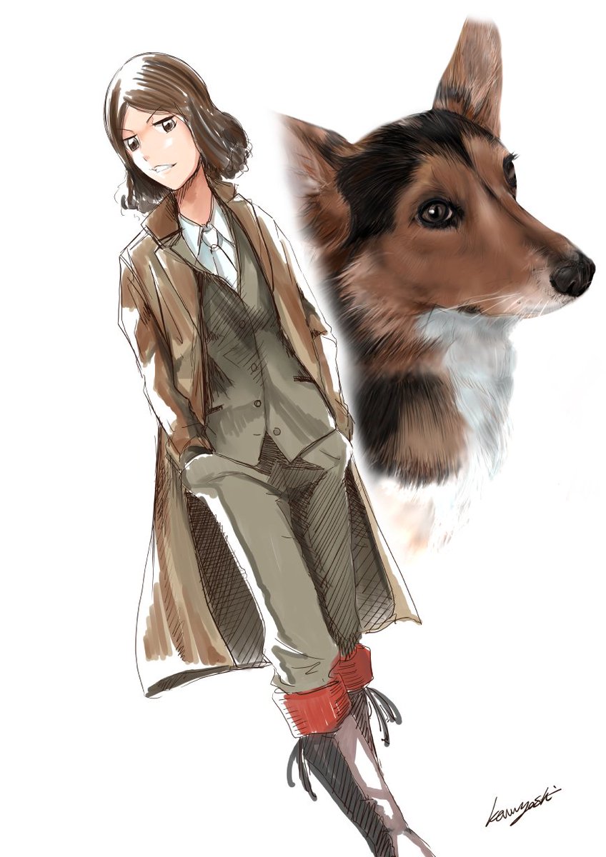 かわよし 愛犬 ７歳 を人間 44歳 にしてみた イラスト 擬人化 コーギー 未来のミライみたー