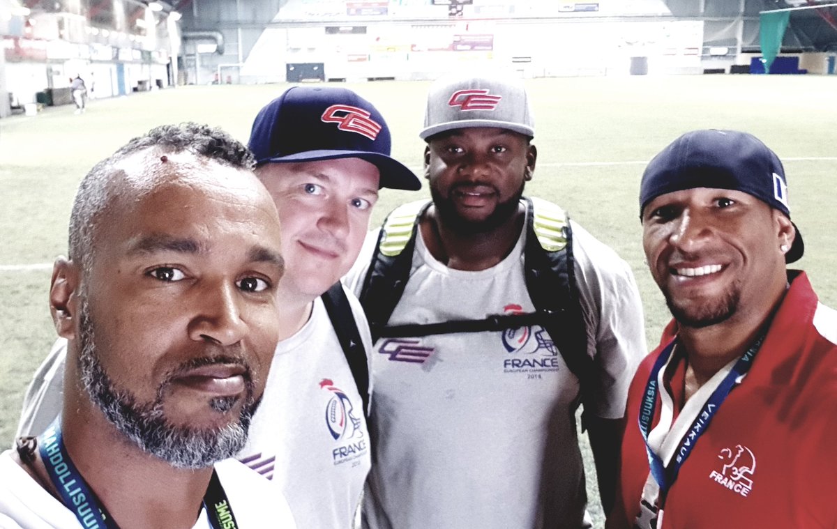 EsumePatrick's tweet photo. Team France Coaching Staff is ready for tomorrow ✌🏾🇨🇵... Now it is up to the players🏈🏆. #preperationdone #playersgame #coachesume @ransport #believethehype #equipedefrance #equipetricolor #fffa #cetshirt #CEgear #rannfl #rannflsüchtig #nopainnogain #moretocome 🌏😜 https://t.co/mn91eE38t1