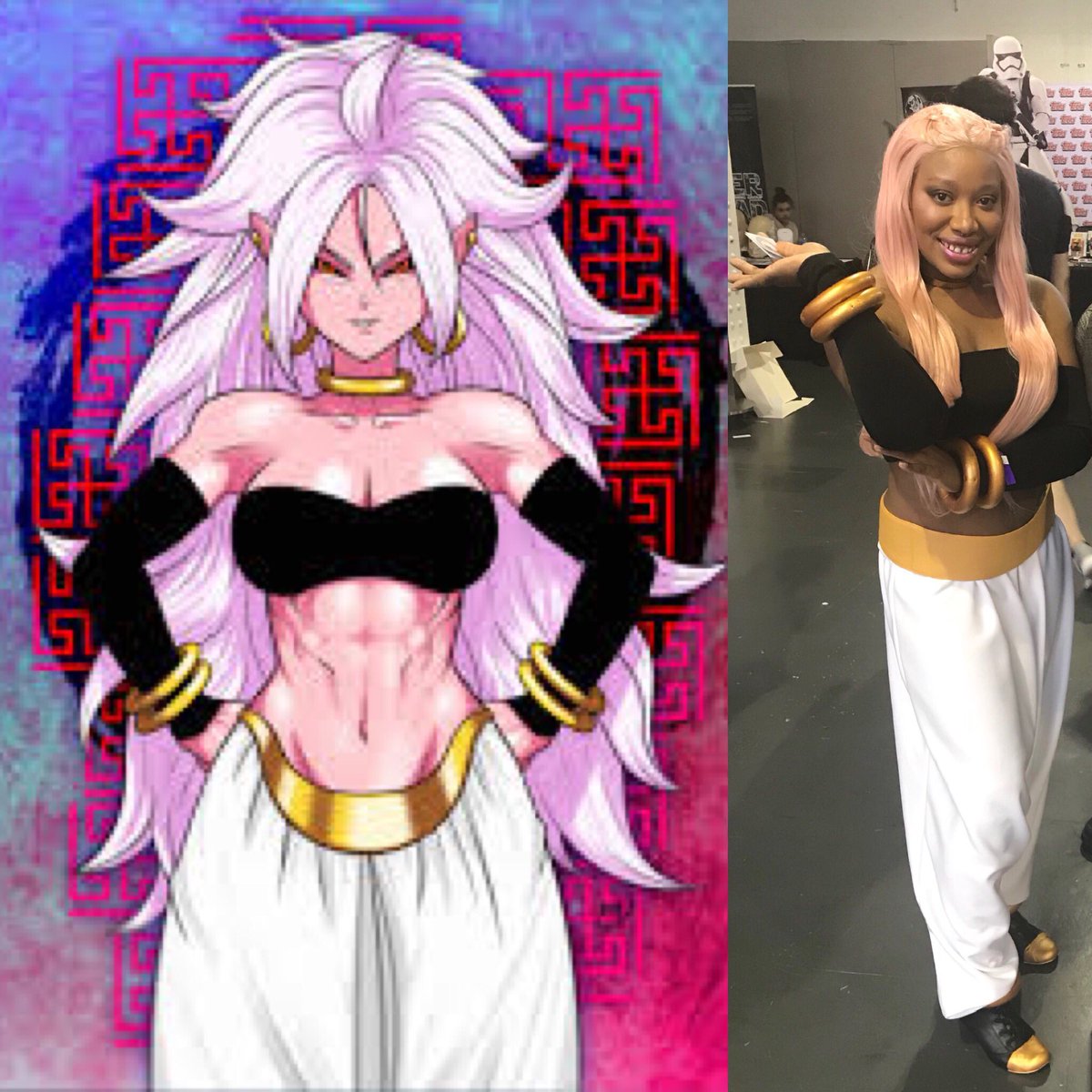DeelitefulC's tweet photo. This cosplay was my 2nd. I made it all myself apart from the earrings, necklace and wig. @officialshowmasters LFCC was my first big comic con event. Enjoyed meeting fellow cosplayers. Can’t wait to start my next cosplay! #dragonballz #dragonballzfighters #majinandroid21 https://t.co/HJT7GcDzRW