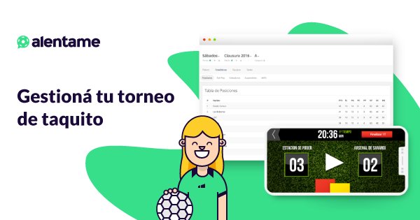 Hoy estamos de estreno. 🎉 ¡NUEVA WEB! 😍
Visitala y conocé más sobre Alentame.
alenta.me

#GestiónSimple #GrandesTorneos