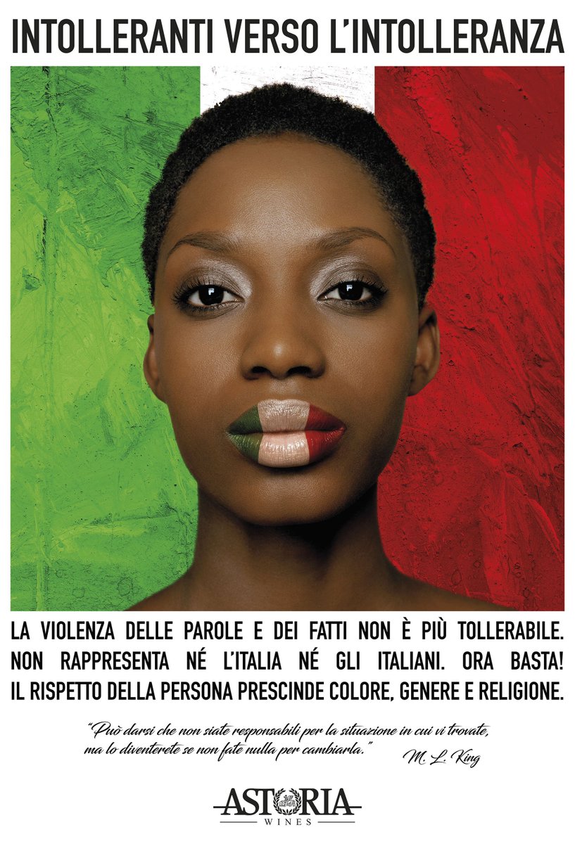 Astoria_Wines's tweet photo. STOP RACISM. La violenza delle parole e dei fatti non è più tollerabile. "Può darsi non siate responsabili per la situazione in cui vi trovate, ma lo diventerete se non farete nulla per cambiarla." MLK #intollerantiversolintolleranza #metwo #paradossodellatolleranza #astoriawines https://t.co/W9LvZ2f13k