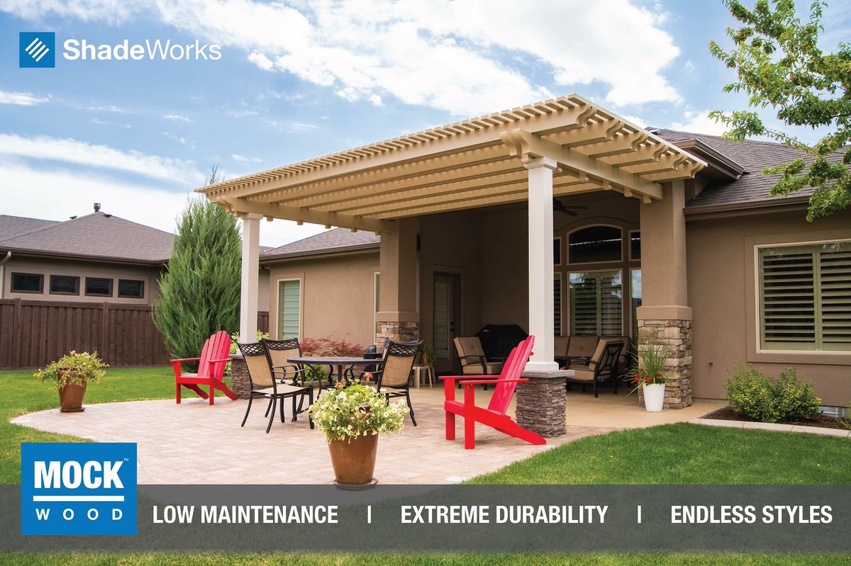 ShadeWorks_com's tweet photo. Not only do MOCKWOOD™ patio covers and pergolas look beautiful on your home, they are built to last. Learn more at https://t.co/mlCq2DmK04 #ShadeWorks #MOCKWOOD #Pergolas https://t.co/PRyHflwA1N