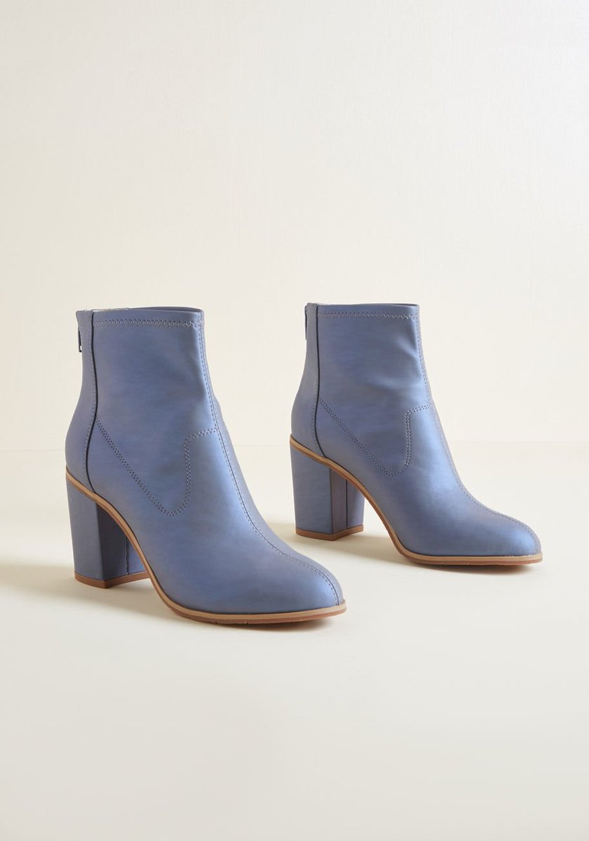 mod_and's tweet image. BC Footwear Walk Your Magic Block Heel Booties #bcfootwear #blueboots #booties block heels and periwinkle blue vegan faux leather modandretro.com/bc-footwear-wa…