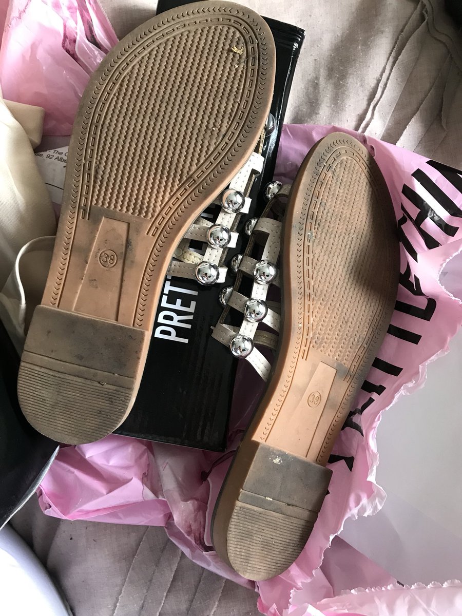 _LouiseIsabelle's tweet photo. @OfficialPLT disgusted that you have send a dirty, worn and smelly pair of sandals to me... they need a bin 😡 https://t.co/p3nY7UmMGw
