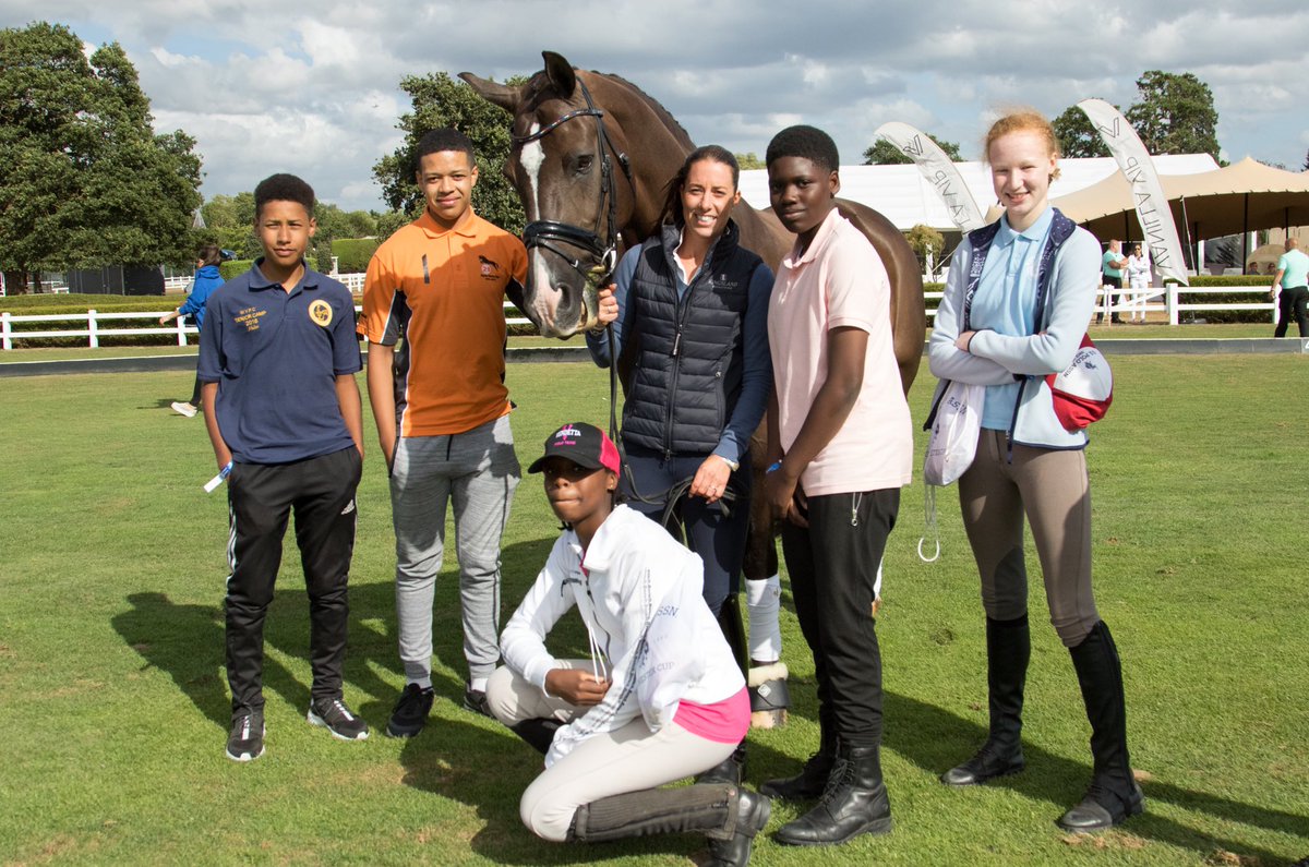 Inspiring visit to @rcbpoloclub for coaching & bonus meet with @CSJDujardin and Valegro! Charlotte is also patron of @TheBrooke who another Ebony group is riding #hackathon for in Wales.