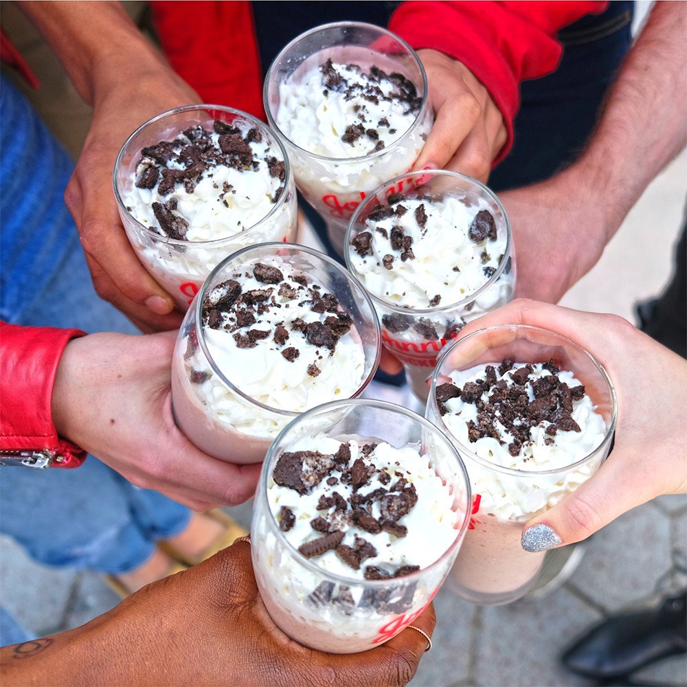 JohnnyRockets's tweet image. A shake-y promise: The touching of shakes by two or more people to signify that a promise has been made