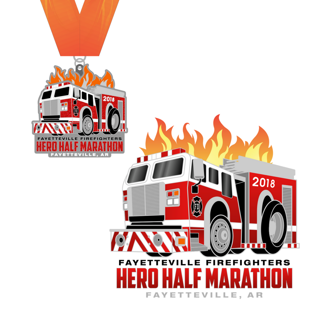 MySparkFDN's tweet photo. Did you see this year's #HeroHalfMarathon medal? We co-present this #halfmarathon with @Local2866. 

You gotta see the firefighters running in gear! https://t.co/1Keib2UUJI #running #fayettevilleherohalf #MedalMonday #runforyourhero https://t.co/JosyjtyKAp