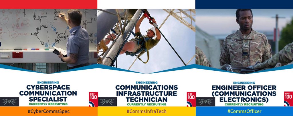 RAFCyberspace's tweet image. Great redesign of @RoyalAirForce engineering roles on @RAF_Recruitment’s revamped website:
bit.ly/2v13wk2
 
Loving the clear, crisp pages for our #CyberCommsSpec, #CommsInfraTech &amp;amp; #CommsOfficer roles. Awesome 😎!

@RAFEngineering @RAF_EBTA @RAF_Eng_Rec @No1RadioSchool