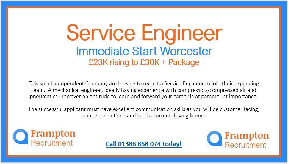 FramptonRecruit's tweet image. Thanks to all who've already applied for the #serviceengineer role within a local &amp;amp; expanding organisation. Contact David @FramptonRecruit to find out more #mechanicalengineer #engineer #compressors #pneumatics #Worcester #Worcestershirehour #recruitment #Recruiting #recruit