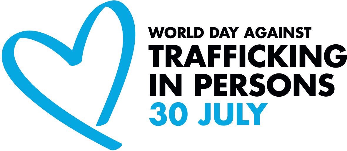 graphic with a blue heart and the text "world day against trafficking in persons, 30 july"