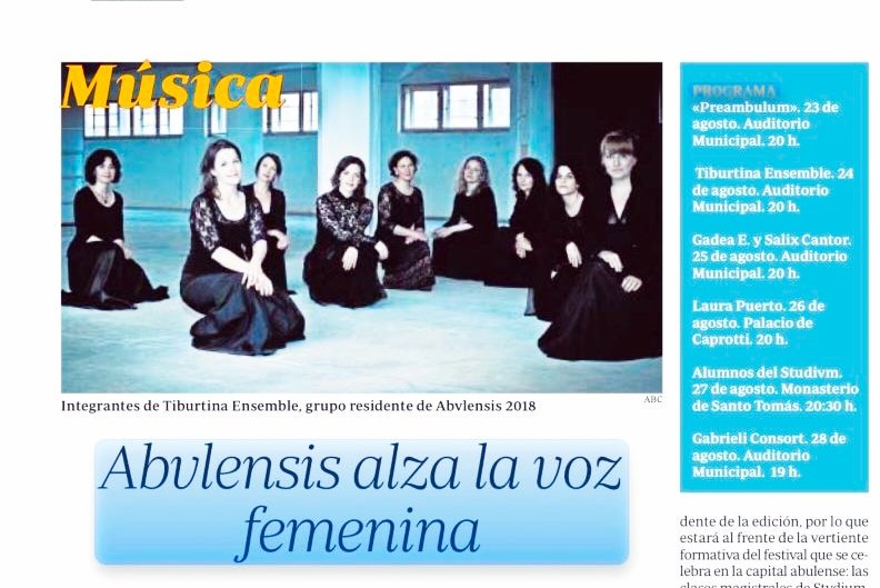 Abvlensis alza la voz femenina. Gracias a <a href="/rinconesdavila/">Rincones Abulenses</a> <a href="/gbuenadicha/">Guillermo Buenadicha</a> <a href="/JuventudCYL/">Juventud CYL</a> <a href="/RTVE_Com/">RTVE Comunicación y Participación</a> <a href="/ctizquierdo/">Carmen T. Izquierdo</a> <a href="/helenacerveto/">Helena Cerveto</a> <a href="/pgarcinuno/">Pablo Garcinuño</a> <a href="/mundoclasico/">Mundoclasico.com</a>