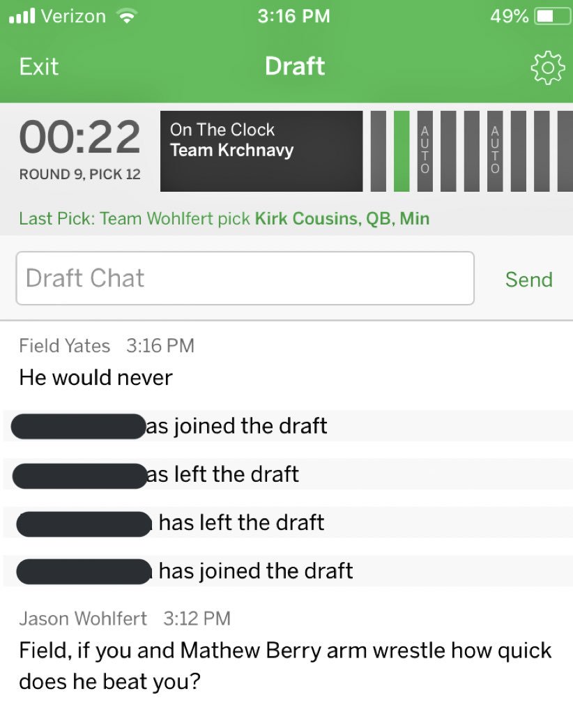 JasonWohlfert's tweet photo. Hey @MatthewBerryTMR, @FieldYates told me today that he would beat you in an arm wrestling contest... thoughts? https://t.co/Pfdvx9NkRI